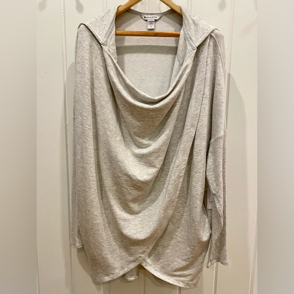 Athleta Purana Wrap Sweatshirt with Hoodie Size L Gray - Picture 5 of 10